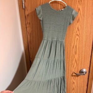 Elegant Green Tiered Dress